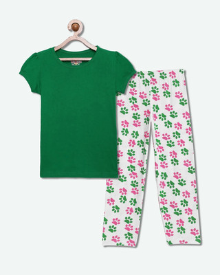 CLAEL Girls Casual Pyjama Sleepsuit(BGN_FOOT)