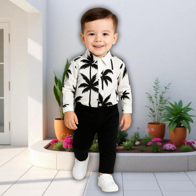 menvy Baby Boys Party(Festive) Shirt Pant(WHITE FLOWSOME PATTERN)