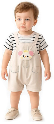 Bold N Elegant Baby Boys Casual T-shirt Dungaree(Beige)