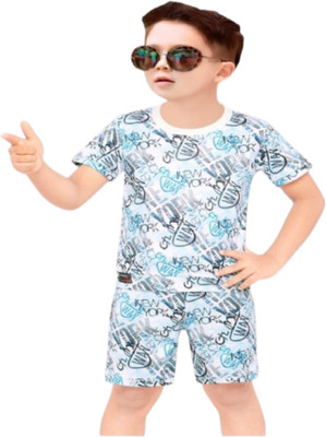 LITTLE KANHA Baby Boys Casual T-shirt Shorts(BLUE)
