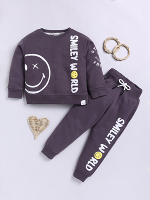 Happy Faces Boys Casual Sweatshirt Trouser(CHARCOAL)