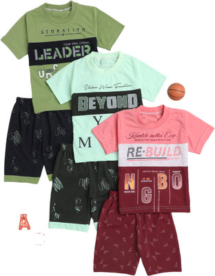 Fourfolds Baby Boys Casual T-shirt Shorts(Green, Pink, Seagreen)