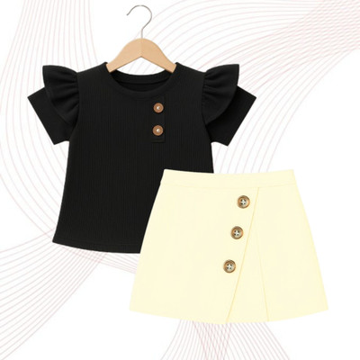 MENVVY TREND Baby Girls Casual Top Skirt(Black)