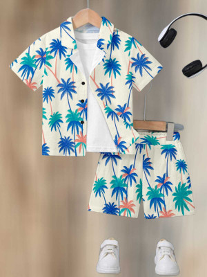 Thinknest Fashion Baby Boys & Baby Girls Casual Shirt Shorts(Cream)