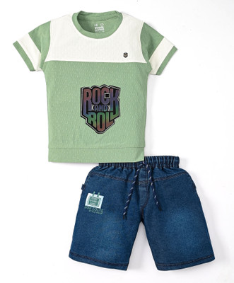 Wonder Klothes Boys Party(Festive) T-shirt Shorts(Green)