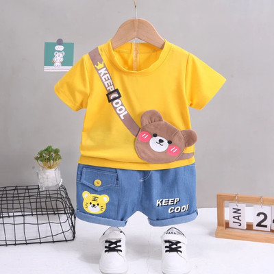Pekham Fashion Baby Boys Casual T-shirt Pant(Yellow, Blue)