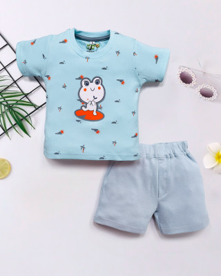 Hijo Kids Wear Baby Boys & Baby Girls Casual T-shirt Shorts(Sky Blue)