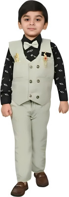 GUPTAECOMMERCE Boys Party(Festive) Waistcoat Bodysuit(BEIGE)