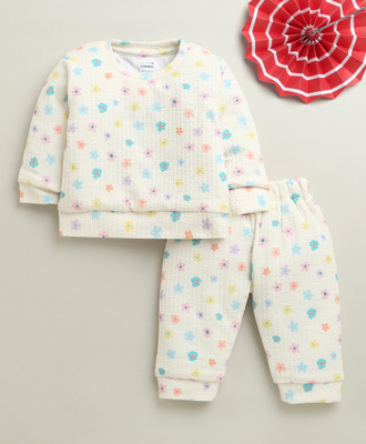 BUMZEE Baby Girls Casual T-shirt Pant(Cream)