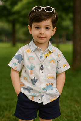 morecollection Boys Casual Shirt Shorts(Multicolor 12)