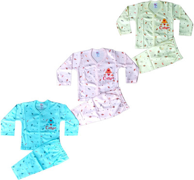 SANIKIDS Baby Boys & Baby Girls Casual Top Pant(LIGHT YELLOW, LIGHT PINK, SKY BLUE (PACK 0F 3)
