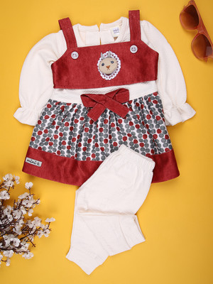 V-MART Baby Girls Casual Top Skirt(Maroon)