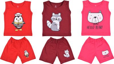 Kwitchy Baby Boys Casual Vest Shorts(Red, Maroom, Pink)