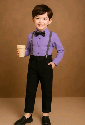 Bleckz Someck Boys Party(Festive) Shirt Pant(Purple)