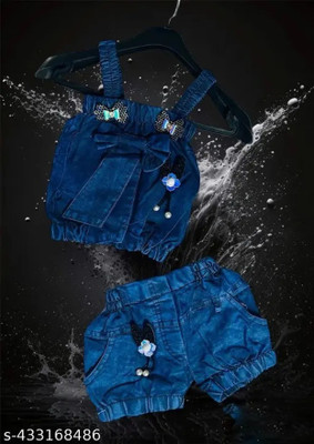 Depperfits Baby Girls Party(Festive) Top Shorts(blue)