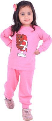 Sakuya Baby Boys & Baby Girls Casual Dress T-shirt, Pant(Pink)