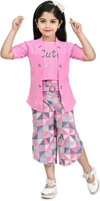 Fariha Fashions Girls Party(Festive) Top Capri(PINK)