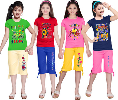 KS KOARRA Girls Casual T-shirt Track Pants(173 MULTICOLOURRS)