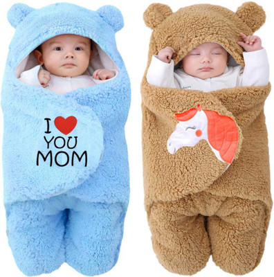 Swissberry Baby Boys & Baby Girls Casual Swaddle Sleepsuit(Unicorn Beige & Skyblue MoM)