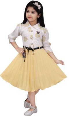 Rim Mumbai Girls Casual Shirt Skirt(Yellow)