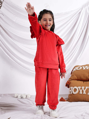 NEUDIS Girls Casual Top Trouser(Cherry Red)