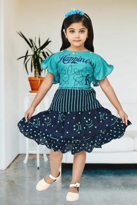 Rania Dresses Girls Casual Top Skirt(GREEN)