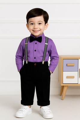 Bleckz Someck Boys Party(Festive) Shirt Pant(Purple)