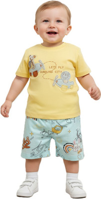 Pompidou Baby Boys Casual T-shirt Pant(Light Green)