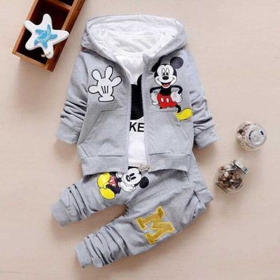 ZAFROONKIDZE Baby Boys & Baby Girls Mickey Party(Festive) Jacket Pant(GREY)