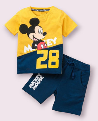 SANWARIA CLUB Boys Casual T-shirt Shorts(YELLOW)