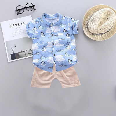 Sajavat Baby Boys Casual Shirt Shorts(BHALU_CHIKU_Light Blue)