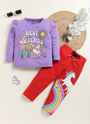 Yk Girls Casual Top Trouser(Purple)