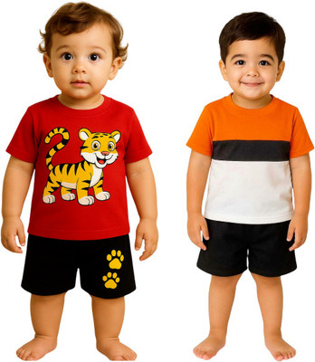 SEGRO Baby Boys & Baby Girls Casual T-shirt Shorts(RED, ORANGE)