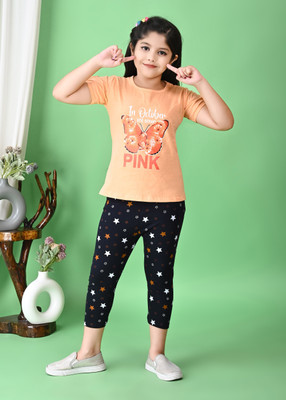NIVARACREATION Girls Party(Festive) Top Pyjama(Orange)