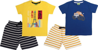 ShreyashCollection Baby Boys Casual T-shirt Shorts(Blue - YellowC)