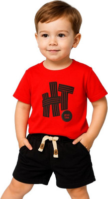 MiniMighty Baby Boys & Baby Girls Casual T-shirt Shorts(RED)