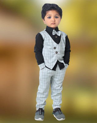 Stinity Baby Boys Party(Festive) Waistcoat Pant(White)