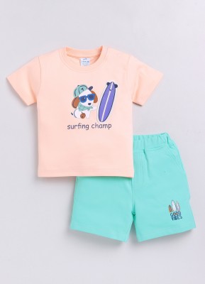 Dollar Baby Boys Casual T-shirt Pant(Peach-Sea Green)