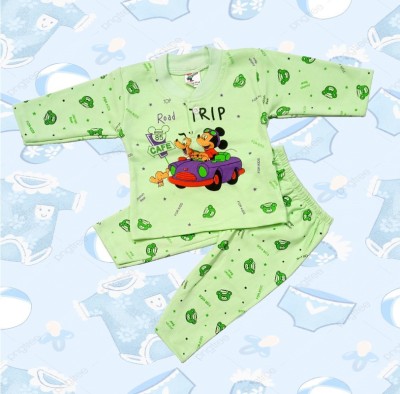 Sishoo Baby Boys & Baby Girls Casual T-shirt Pyjama(Green)