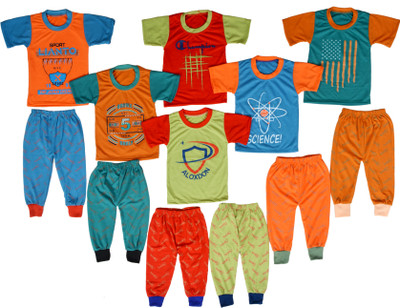 DIAMOND EXPORTER Baby Boys & Baby Girls Casual T-shirt Track Pants(MULTI COLOR)
