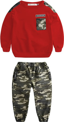 ANIKA CREATIONN Boys Casual T-shirt Pant(RED)