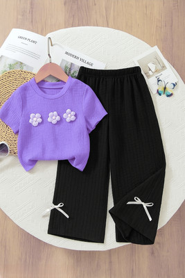 MUMBAI FUSHION Baby Girls Casual Top Pant(Purple)
