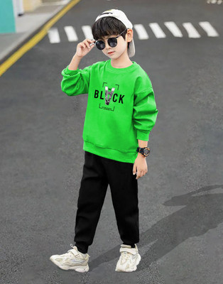 LGGARMENTS Boys Casual T-shirt Track Pants(Green_7)