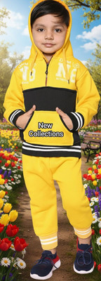 STH FASHION Baby Boys & Baby Girls Party(Festive) Sweater Trouser(Yellow)