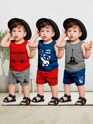 KidBee Boys & Girls Casual Vest Shorts(Multi-3pc-A-VST-JK+SRT-JK)