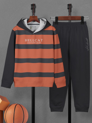 Hellcat Girls Casual T-shirt Track Pants(Orange)