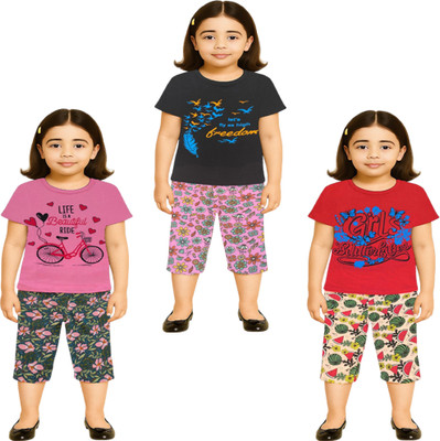 NK TRENDZ Girls Casual Pyjama Pyjama(PK-BK-RD)