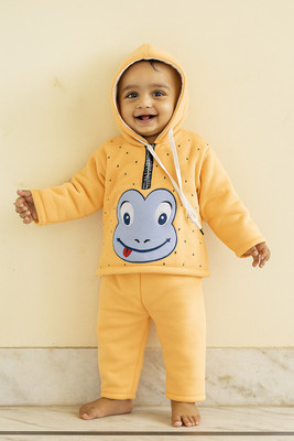 Fly Step Baby Boys & Baby Girls Casual Top Pyjama(Orange)