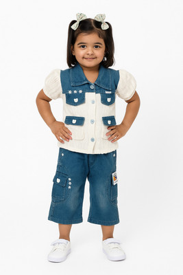 Qurikcloset Girls Party(Festive) Shirt Jeans(White)