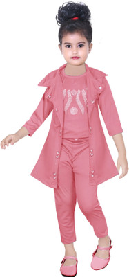 SM MUNIF DRESSES Girls Party(Festive) Top Pant, Shrug(Pink)